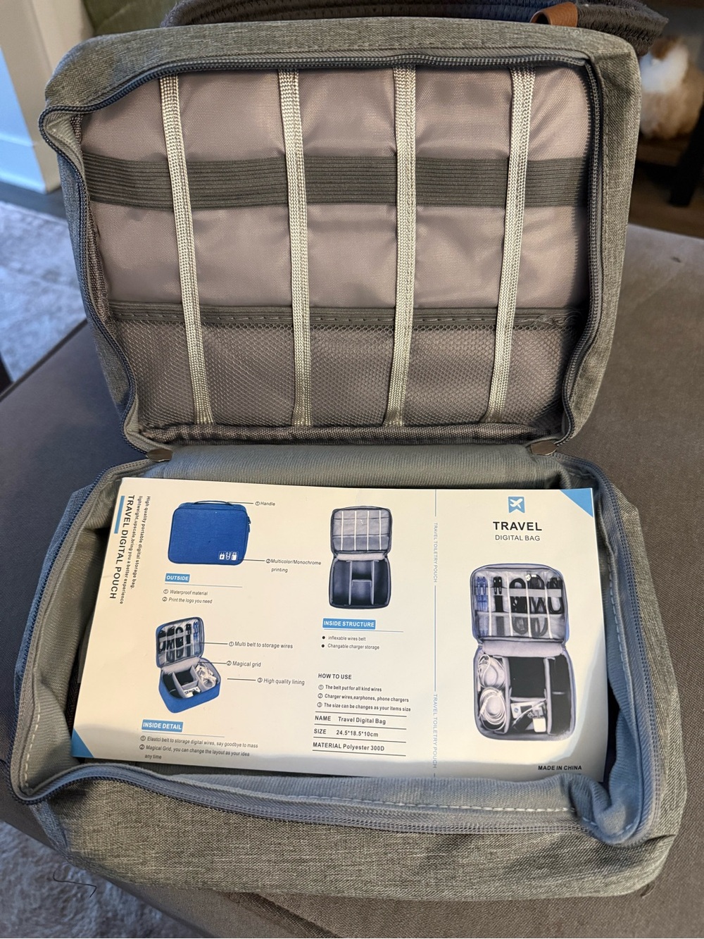 Travel Digital Bag Electronics Organizer - Gray